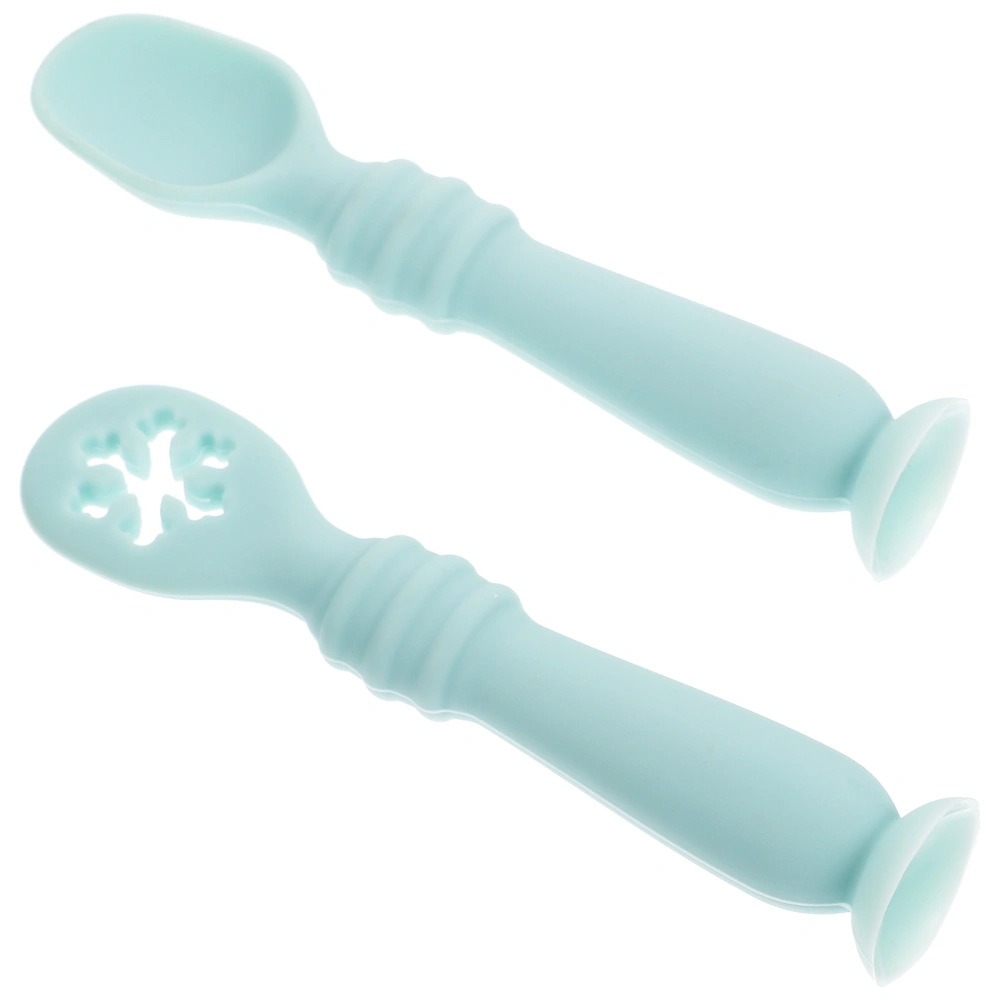 2pcs Silicone Infant Eating Spoons Baby Feeding Training Scoops Baby Supplies