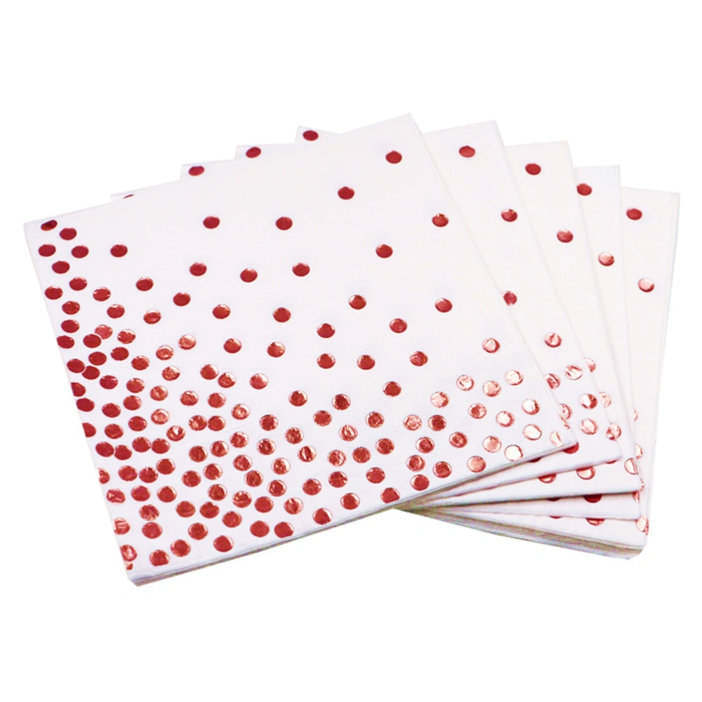 20PCS Dots Pattern Paper Napkin Disposable Napkin Tissue Party Tissue Napkin for Party Gathering Festival (Rose Gold)