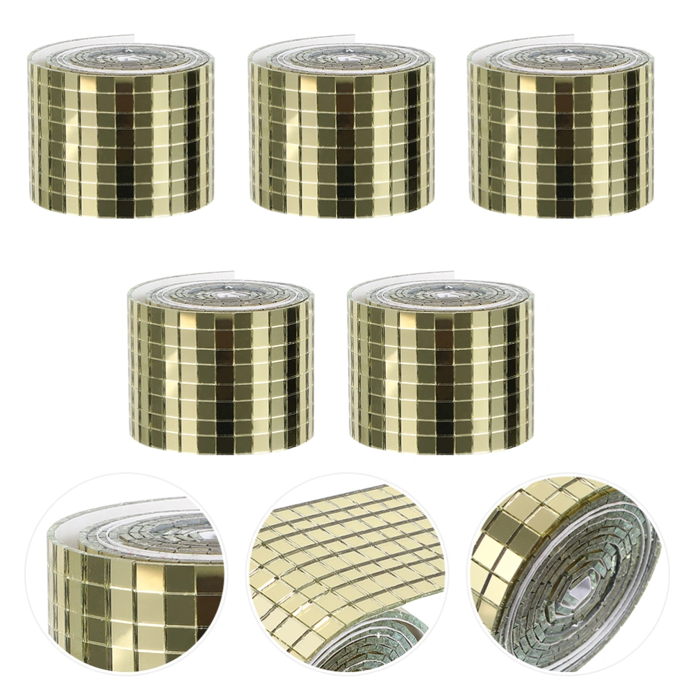 5 Rolls of Self-adhesive Mini Square Mirror Mosaic Sticker DIY Wall Sticker