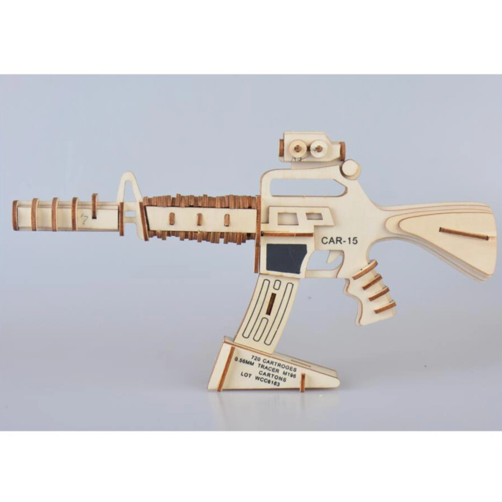 Simulation Model Wooden Puzzles Toy Jigsaw DIY Puzzle for Children and Adults (Carbine 15 Weapon)