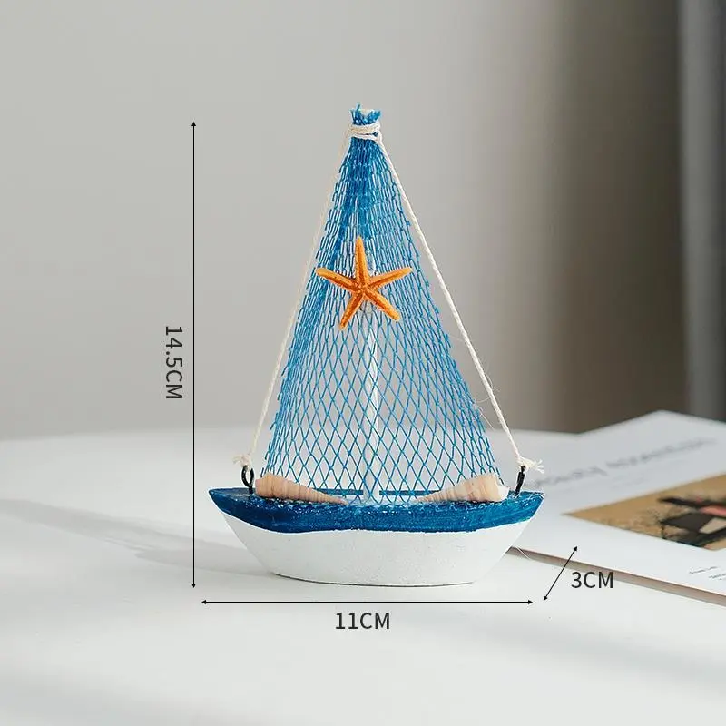 Sailing Ship Statue Sailboat Ornament Desktop Mediterranean Boat Model Wooden Craft