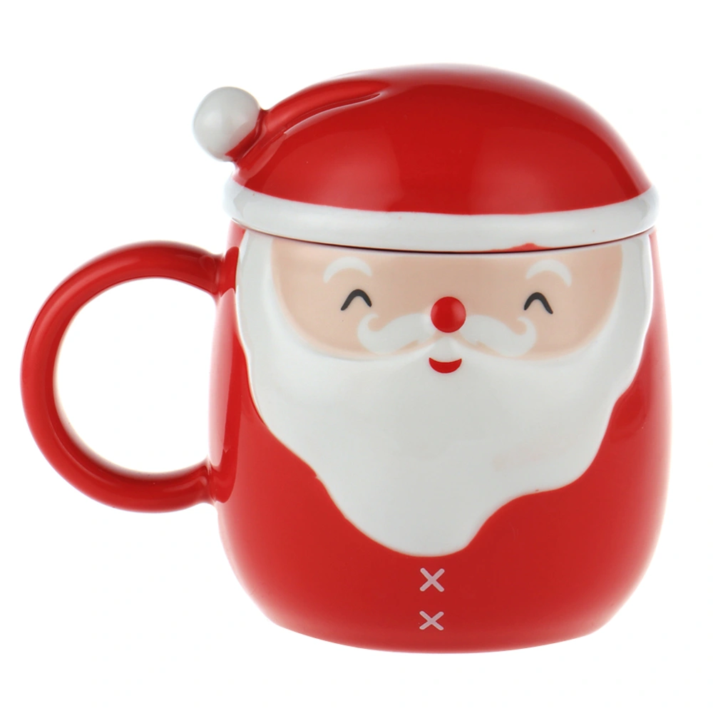 1 Set Christmas Gift Mug Santa Claus Shaped Ceramic Cup with Lid Milk Cup