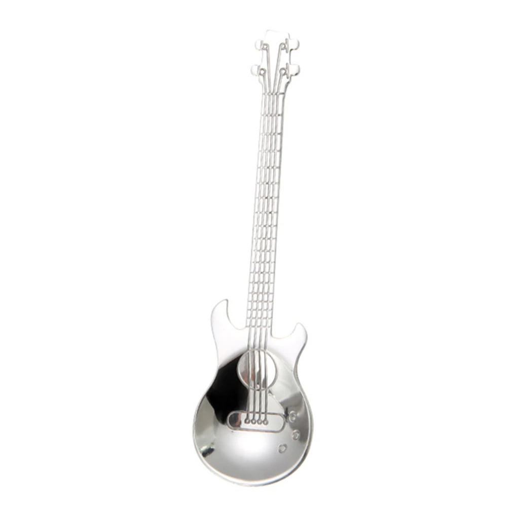 1 Pc Guitar Coffee Spoon Stainless Steel Coffee Mixing Spoon Cold Drink Tea Tools Kitchen Accessories (Silver)