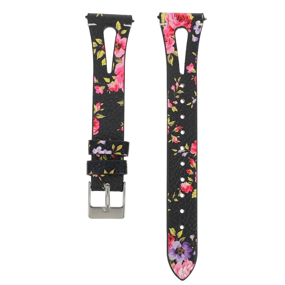 1pc Watch Strap Leather Watch Band Flower Pattern Watch Band Unisex Watch Band