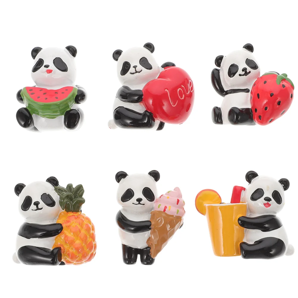 6pcs Panda Resin Refrigerator Magnet Fridge Accessory Kitchen Home Decoration