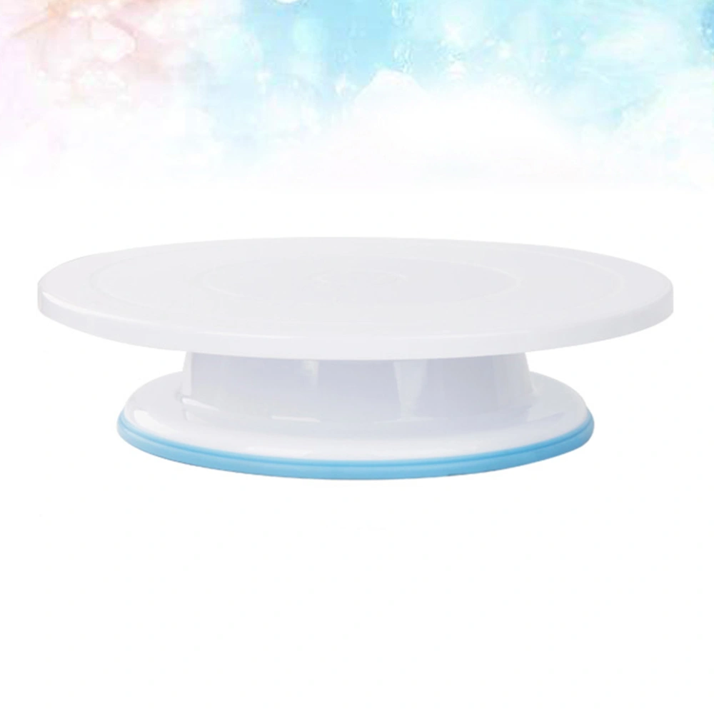 1pc Plastic Cake Turntable Rotating Anti-slip Revolving Cake Making Stand Platform for Home Cake Shop (Pedestal Random Color) (White)