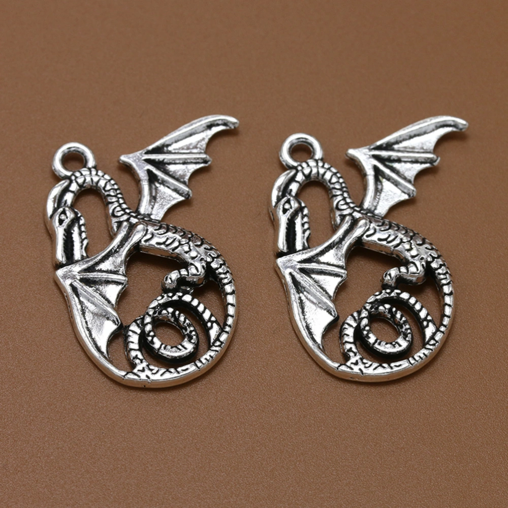 20pcs Alloy Flying Dragon Pendants Charms DIY Jewelry Making Accessory for Necklace Bracelet (Antique Silver)