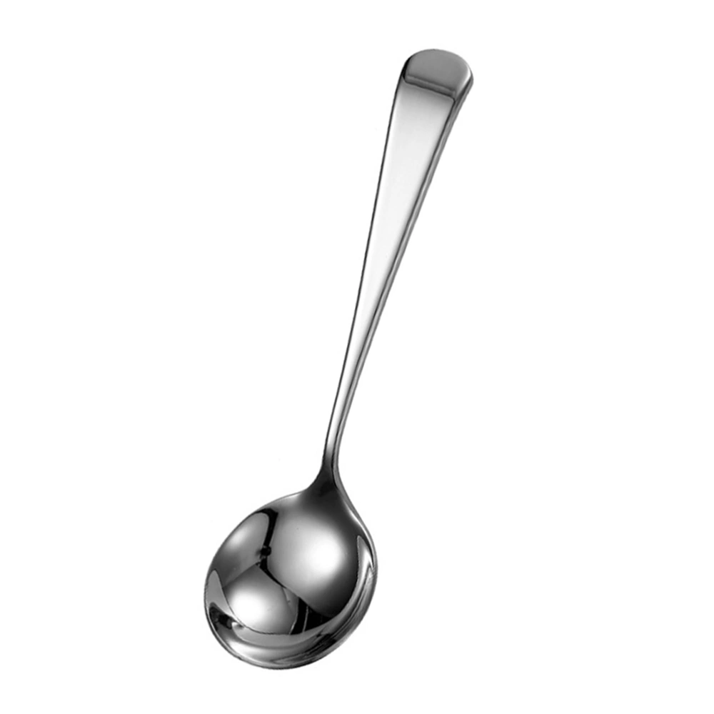 Stainless Steel Long Handle Mixing Spoon Round Head Soup Spoon Food Serving Scoop for Home Restaurant (Silver)