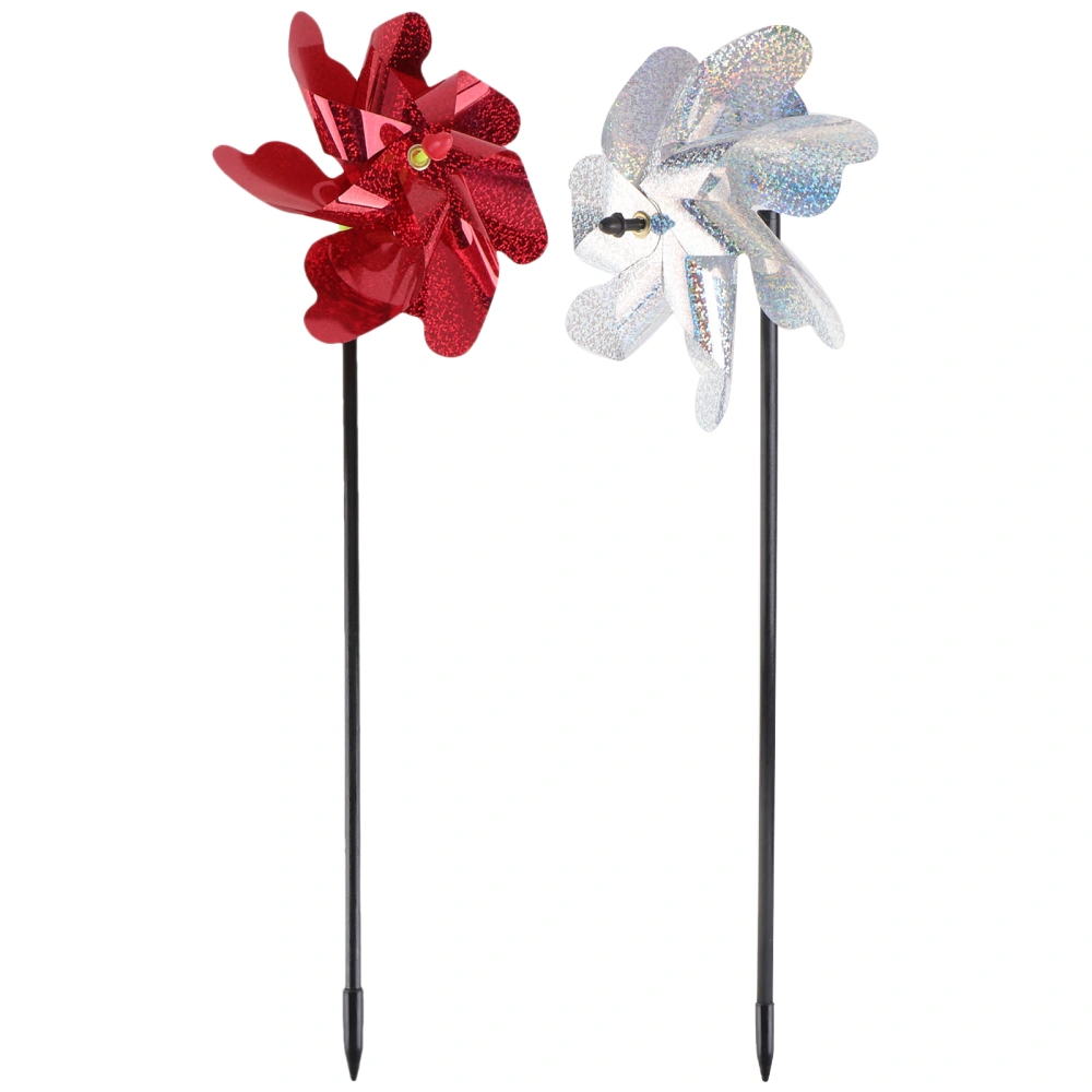 2Pcs Bird Repellent Windmill Reflective Bird Repellent Artifact Red Silver