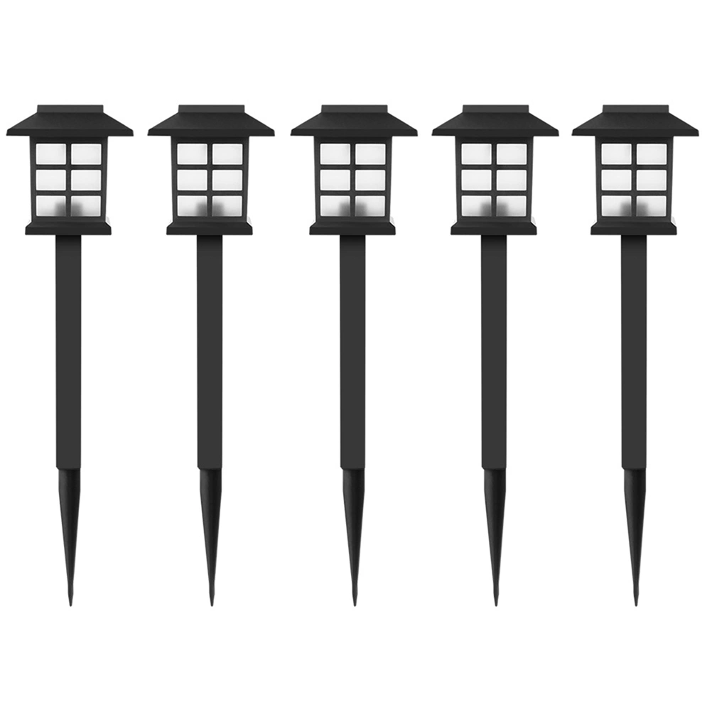 5pcs Solar Powered Lawn Light House Shaped Lights Garden Stake Light Waterproof Outdoor Lantern for Pathway Yard