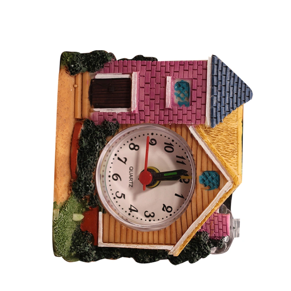 1PC Chinese Style Castle Alarm Clock Antiquing Castle Shaped Alarm Clock Exquisite Resin Castle Alarm Clock Creative Bedside Waking up Clock Crafts Casual Household Desktop Ornament for Home Without Battery Mixed Color