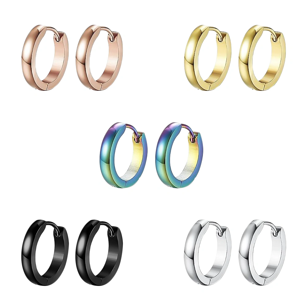 5pcs Titanium Steel Earring Arc Ear Ring Curved Ear Studs for Decoration (Silver, Colorful, Black, Golden, Rose Gold)
