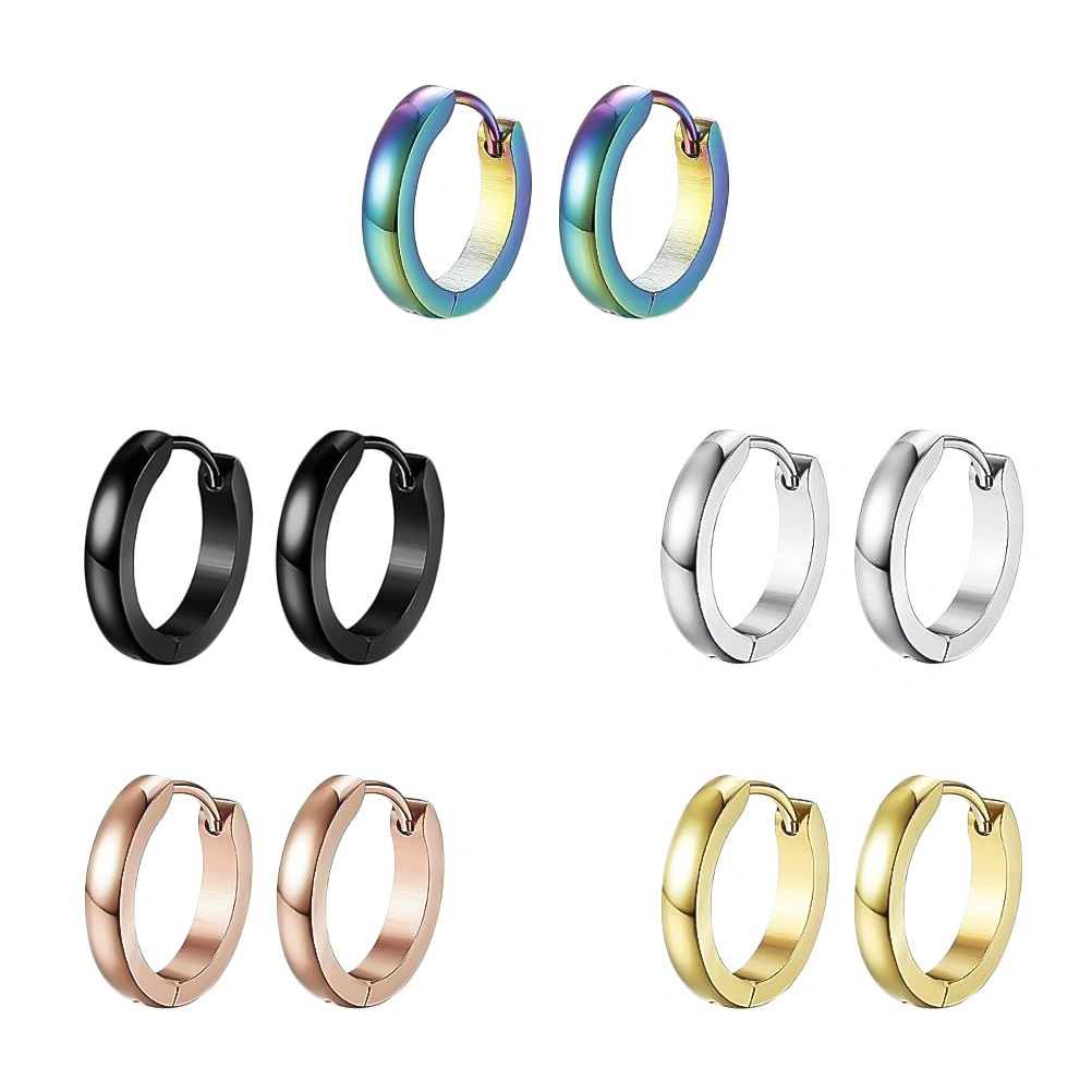 5pcs Titanium Steel Earring Arc Ear Ring Curved Ear Studs for Decoration (Silver, Colorful, Black, Golden, Rose Gold)