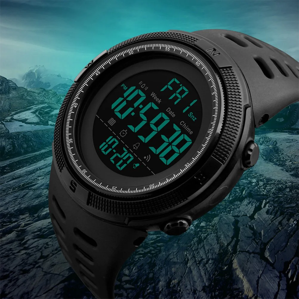 Men's Watch Clock Wacthes Digital Man Wrist Watch Luxury Cuntdown Chronograph (Black)