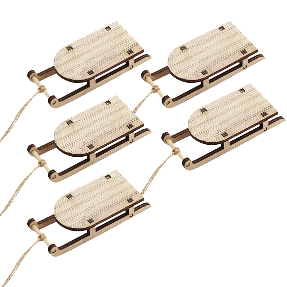 5pcs Mini Sleighs Miniature Wooden Mini Sleighs Kit Tabletop Wood Sleighs