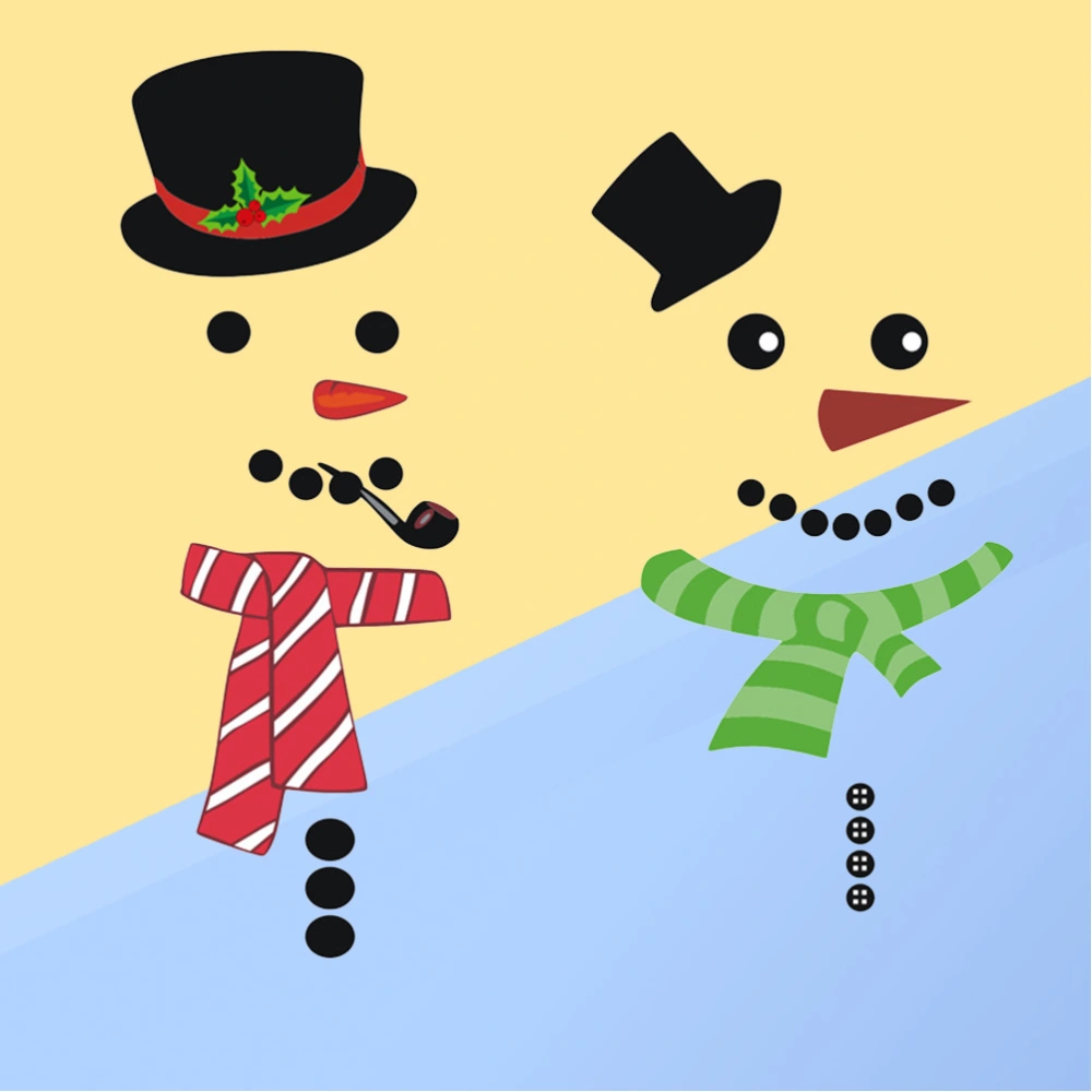 2 Pcs Christmas Adorable Snowman Sticker Fridge Christmas Themed PVC Decal Wall Decoration for Refrigerator Kindergarten