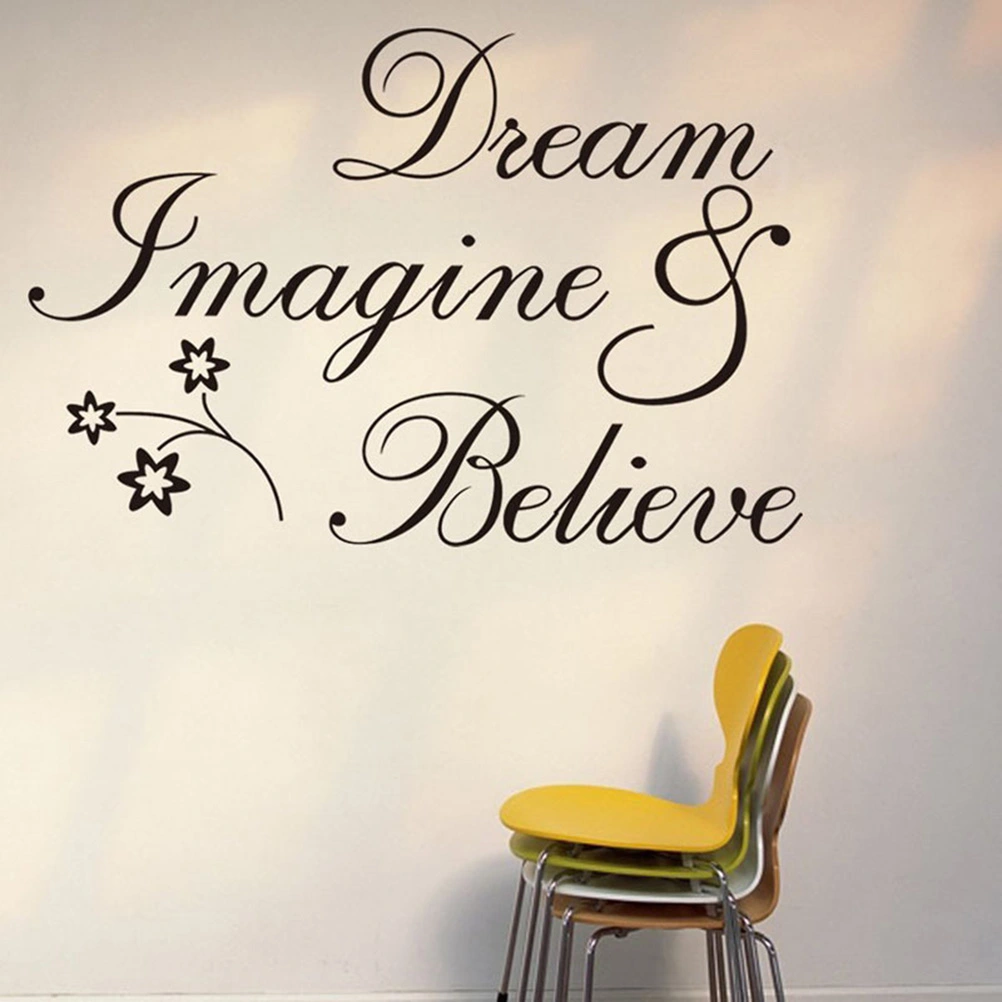 Dream Imagine Believe Wall Sticker Vinyl Letter Words Wall Decal Removable DIY Inspirational Quote Wall Art Decor for Bedroom Living Room Home - 57x36cm