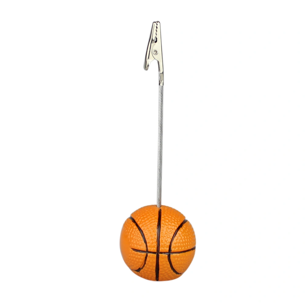 Basketball Wire Memo Holder Paper Note Clip (Yellow+Silver)