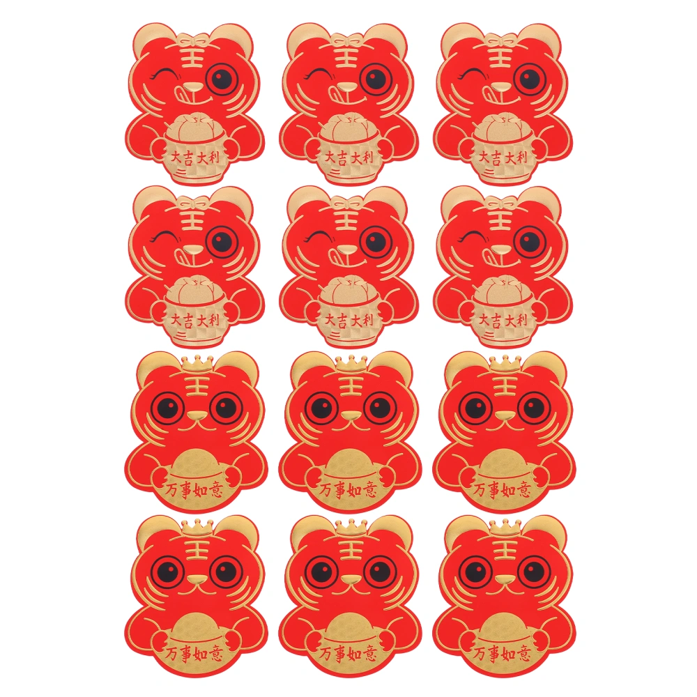 12pcs Creative 2022 New Year Red Envelopes Chinese Lunar Tiger Year Red Envelope