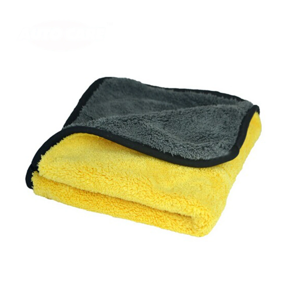 Super Thick Plush Microfiber Car Cleaning Cloths Wax Polishing Detailing Towel (Grey+Yellow)