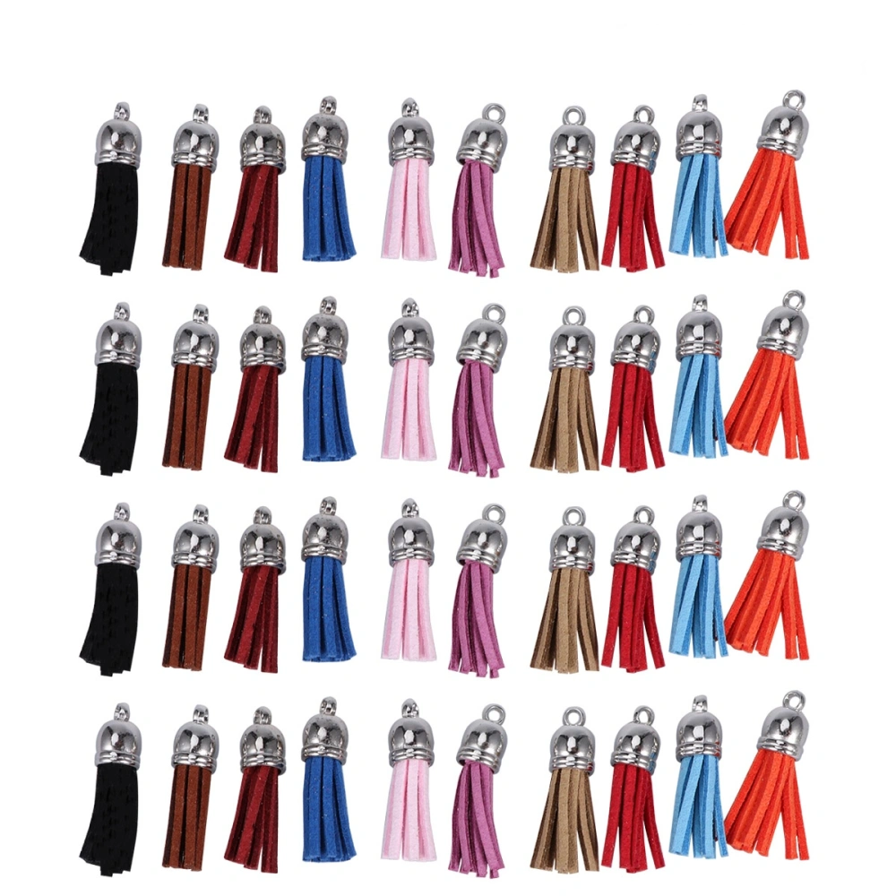 120pcs Suede Tassel Straps Jewelry Charms Bag Pendant Leather Tassels DIY Accessories for Keychain Cellphone (Random Color)