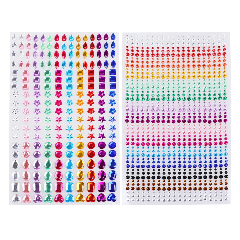 2 Sheets DIY Acrylic Diamond Stickers Creative DIY Diamond Sticker Accessories Delicate Acrylic Crystal Beads Diamond Decals Multi-purpose Decorative Diamond Sticker DIY Manual Diamond Sticker Accessories for Girls Women Mixed Color