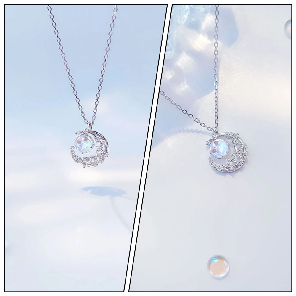 1Pc Creative Necklace Chain Neck Pendant Moon Pendant Design Neck Jewelry