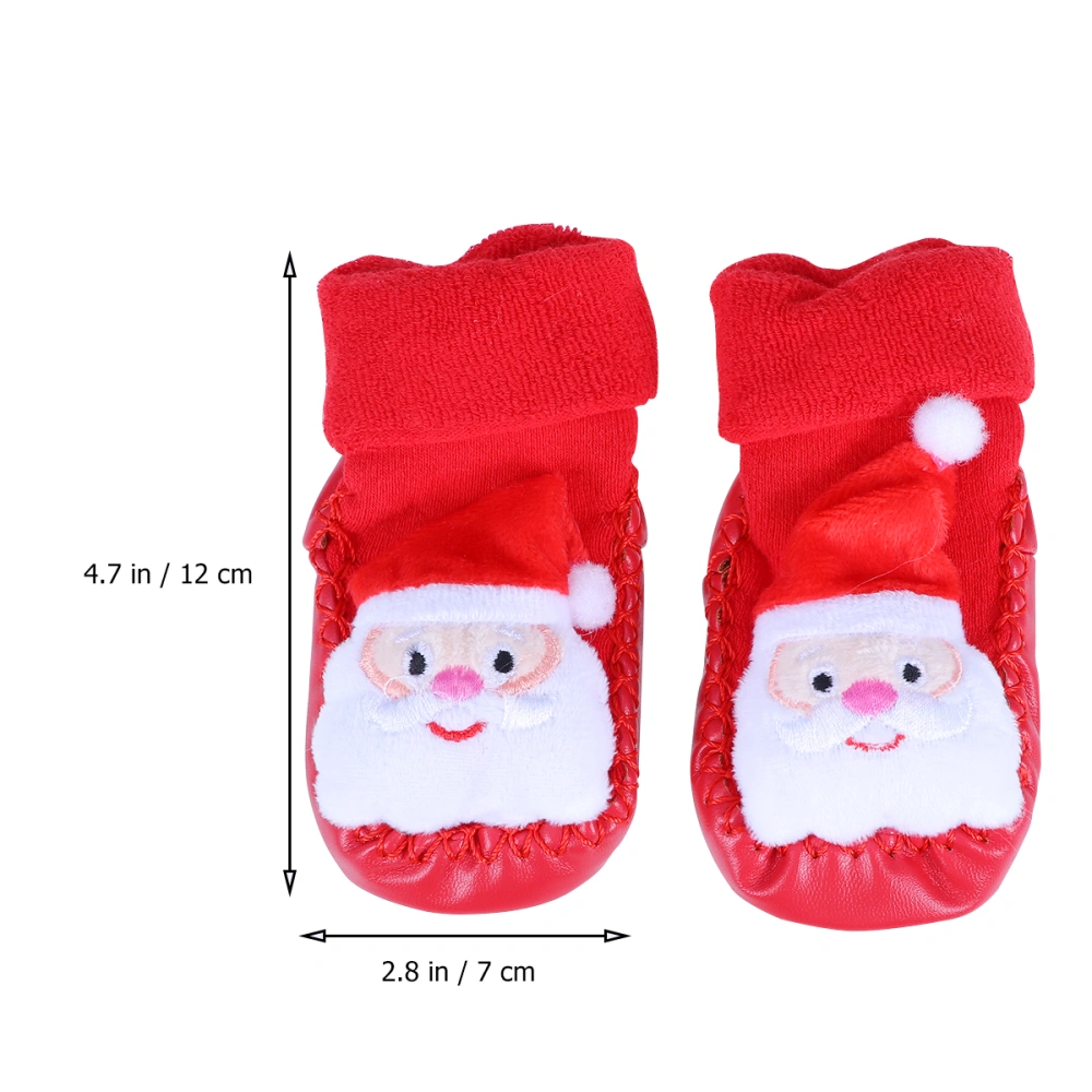 1 Pair Baby Christmas Stocking Lovely Cartoon Anti-Slip Floor Shoes Baby's Christmas Stocking Autumn Winter Keep Warm Sock (Santa Claus 12CM)