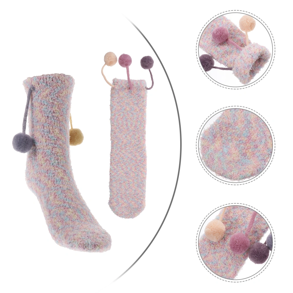 1 Pair of Household Winter Fall Socks Thickened Warm Coral Fleece Sleeping Socks