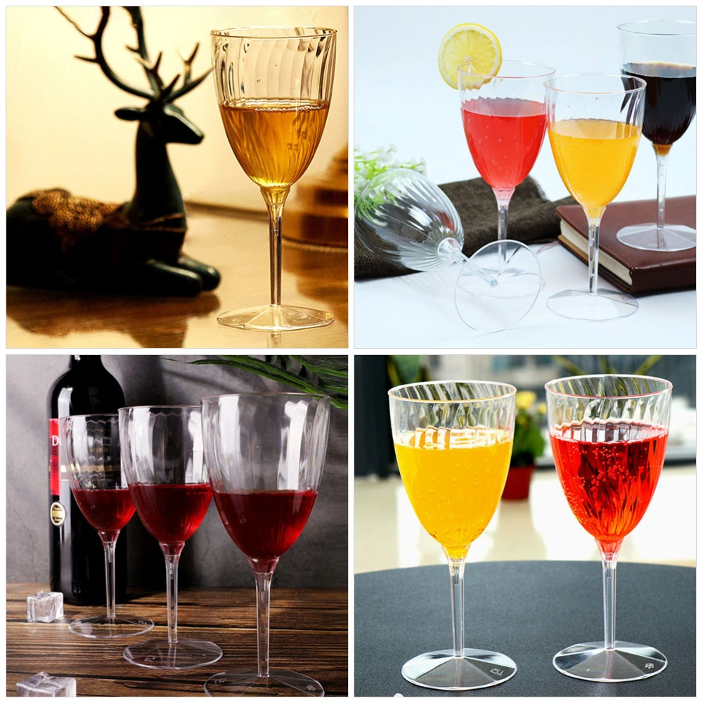 8Pcs Plastic Wine Glass Disposable Whiskey Cup Plastic High Foot Glass Wine Cup Plastic Cocktail Glass