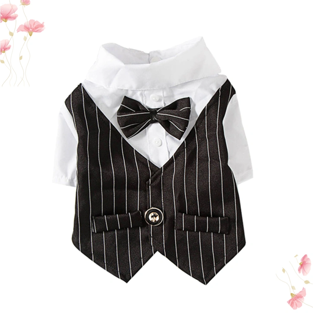 Creative Dress Shirt Wedding Party Suit Fashion Spring Summer Coat Adorable Clothes for Dog Pet Cat (Black Size L)