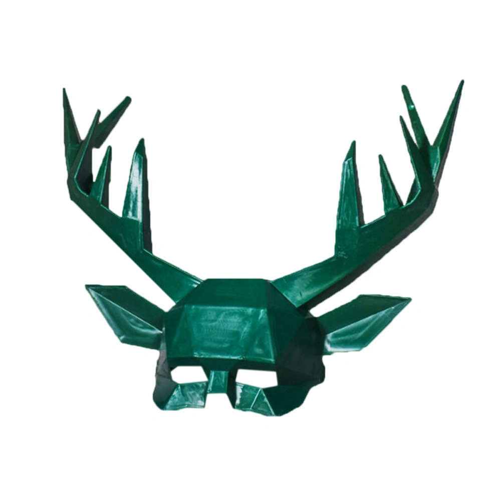 Halloween Masquerade Antler Half Face Mask Decoration Festival Party Supplies Cosplay Props (Green)