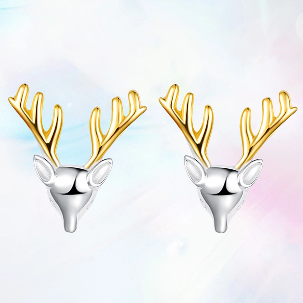 Women Earrings Christmas Gift Elegant Simple Elk Pattern Ear Rings Jewelry Decor for Daily Party (Silver)