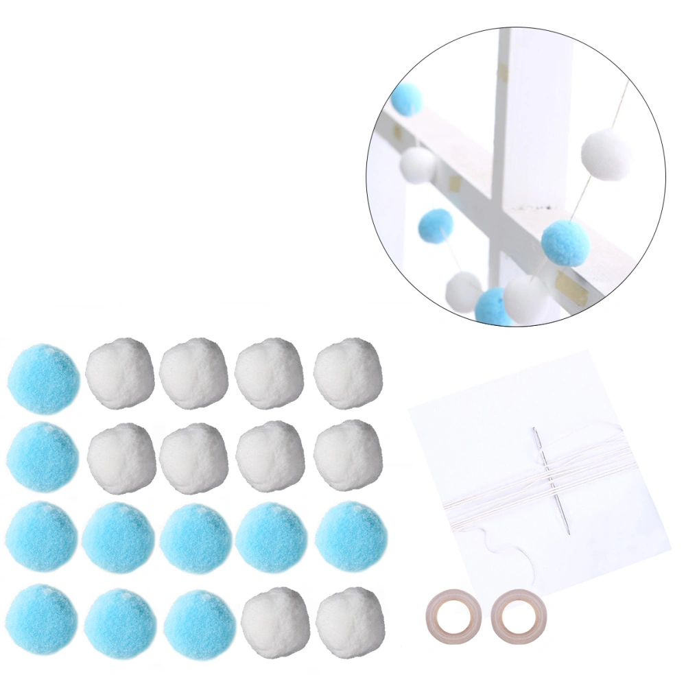 2M Assorted Pom Poms Balls for DIY Creative Crafts Hanging Decorations (White Blue)