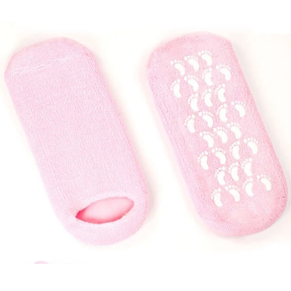 Unisex Beauty Spa Soften Repair Whitening Moisturizing Treatment Skincare Anti-slip Gel Socks - Free Size (Pink)