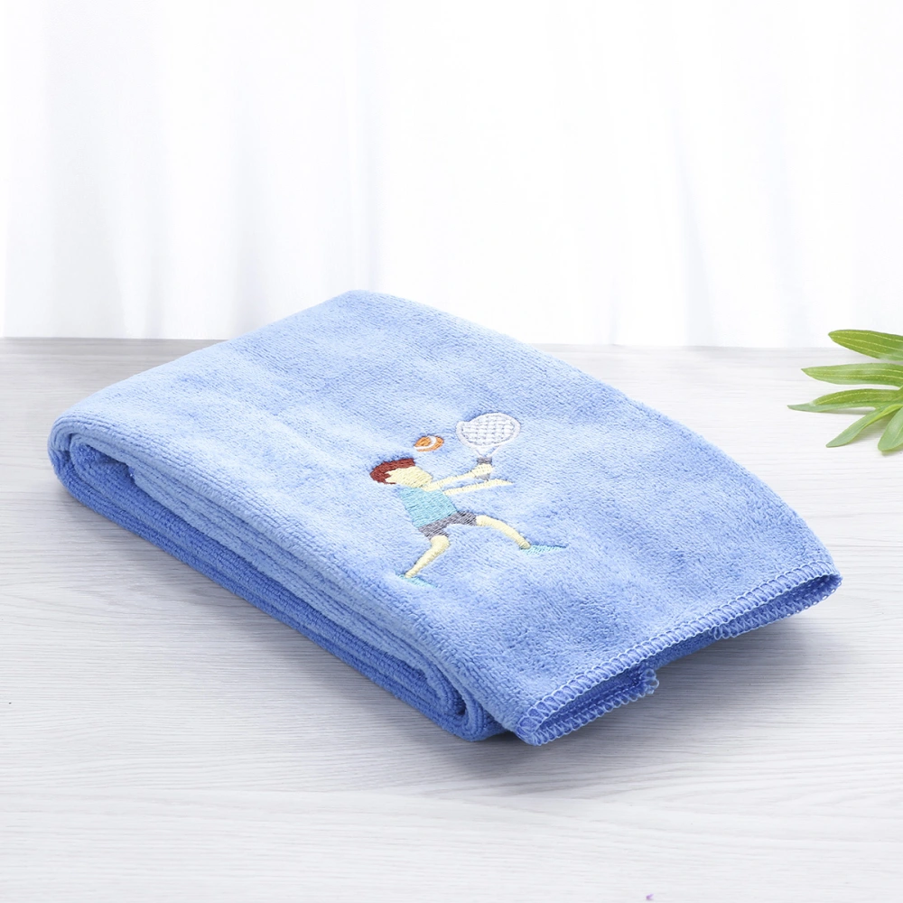 Towels with Embroidered Tennis Patterns Cotton Towels for Gym Yoga Bike-riding Running Sports - Blue (25x110cm)