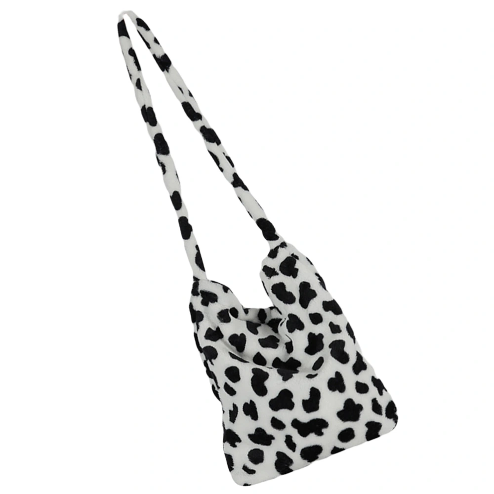 Chic Large Capacity Shoulder Bag Cow Wave Point Plush Handbag (Small Pattern)