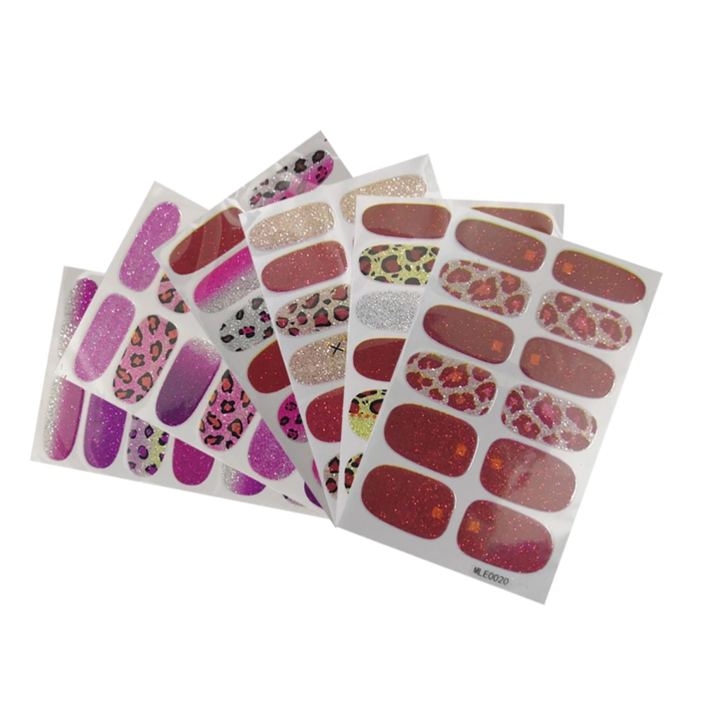 6pcs Leopard Printed Nail Stickers Decals Nail Arts Supplies for Women Girls Ladies