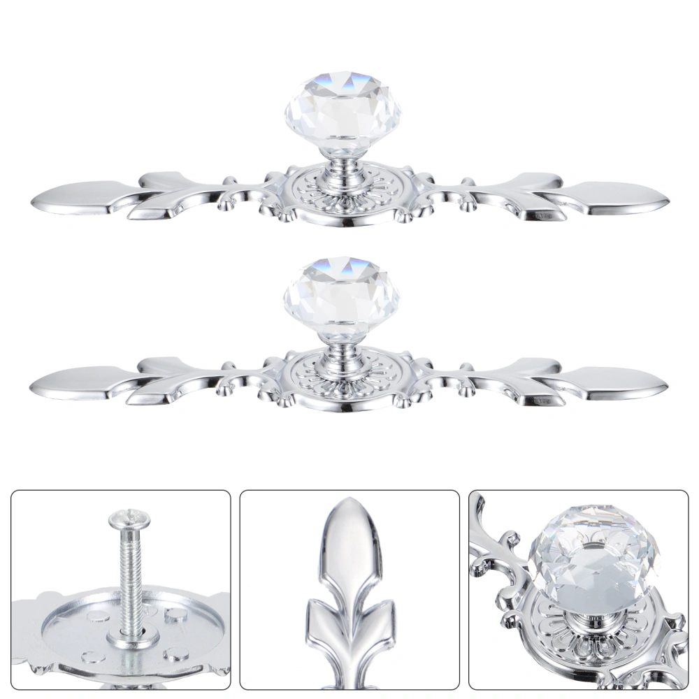 4Pcs Crystal Door Knobs Durable Wardrobe Doorknob Useful Cupboard Handle