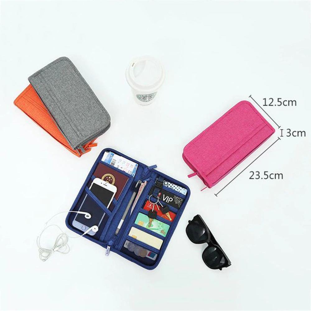 Multi-function Travel Passport Wallet Credit ID Documents Zipper Organizer Case Holder (As Shown)