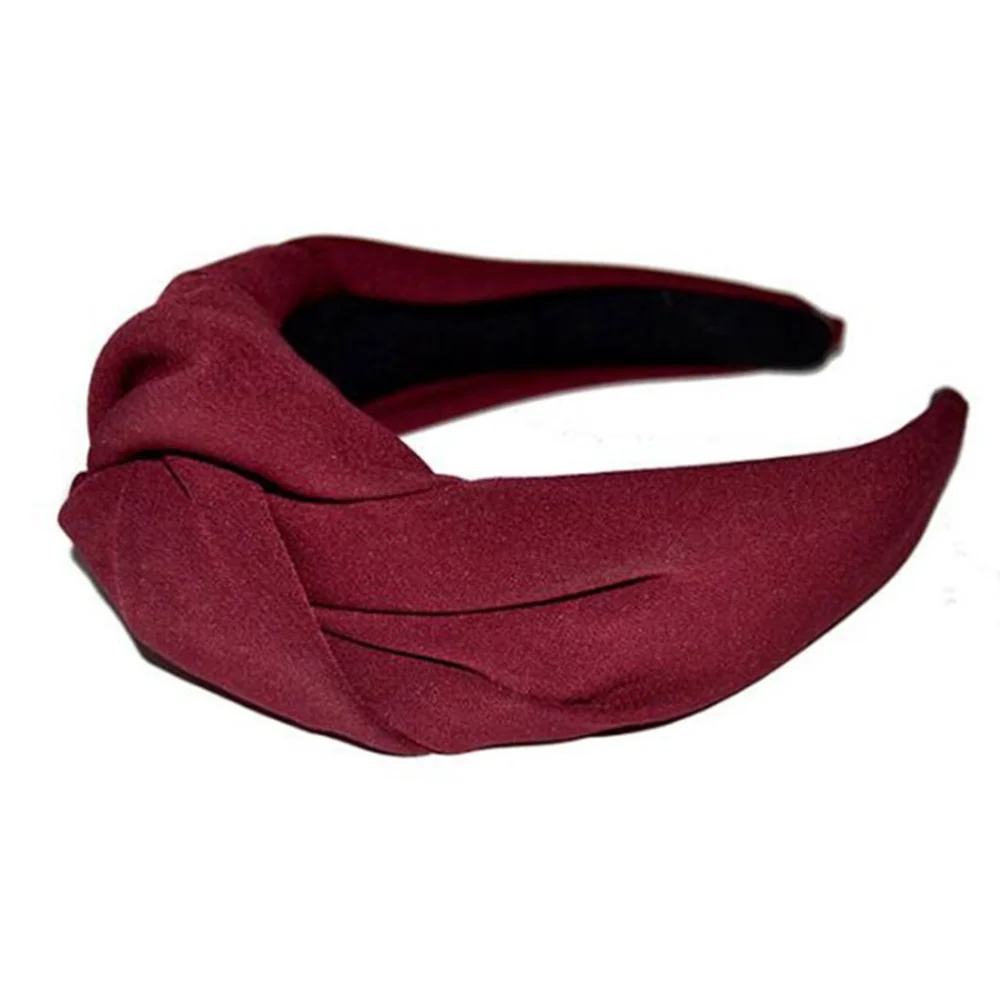 Woman Fashion Hair Delicate Hair Band Creative Headband Cloth Wide Hair Simple Hair Accessory (Claret)