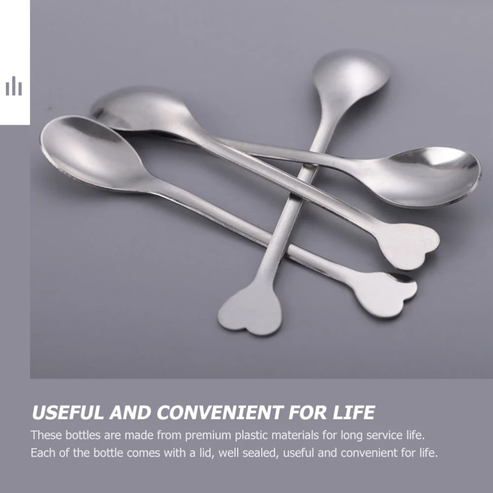 12pcs Stainless Steel Dessert Spoons Creative Heart Shaped Spoons Dessert Spoon