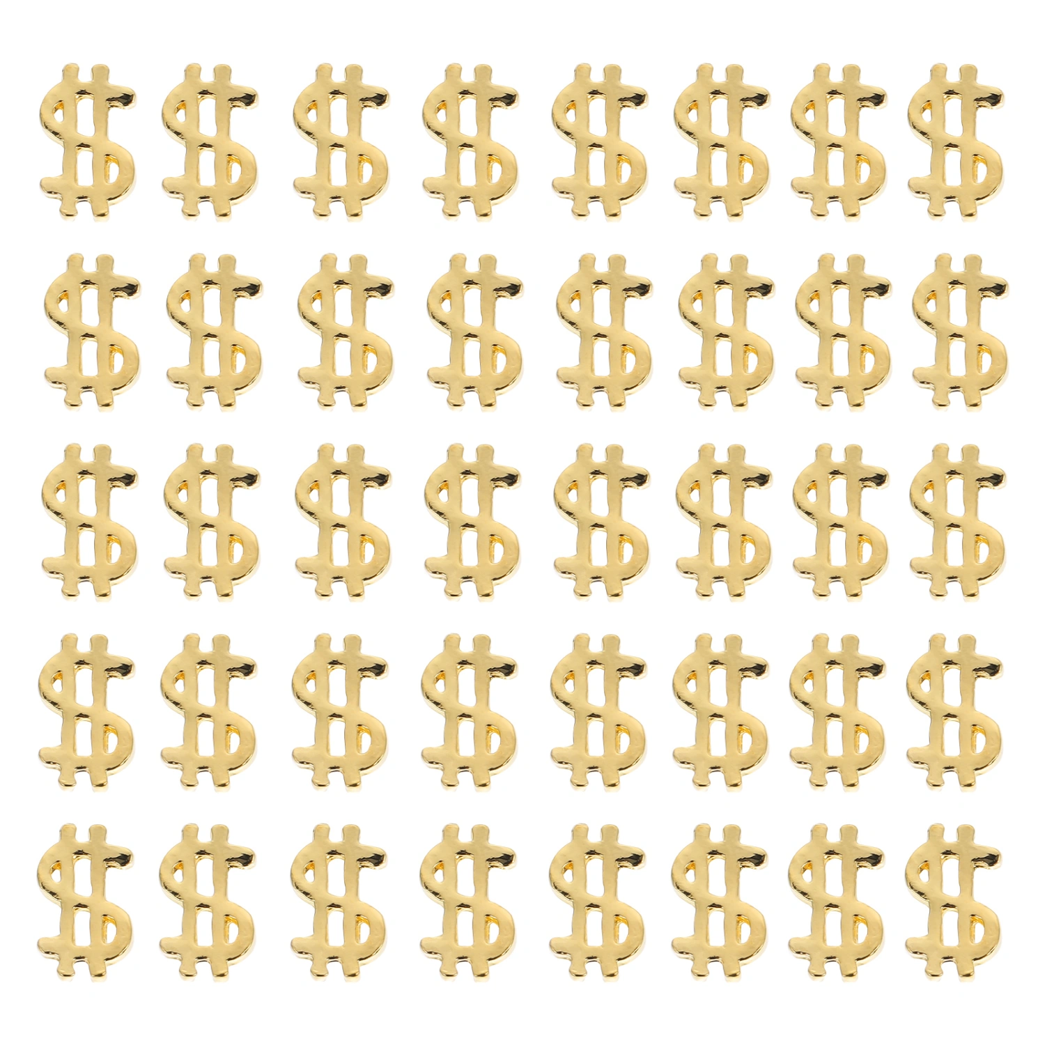 100Pcs Nail Dollar Shape Nail Ornaments Alloy Nail Manicure Decors (Golden)