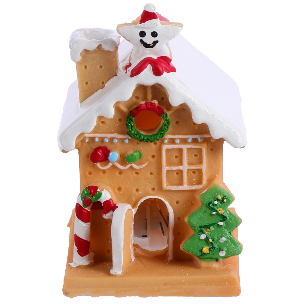 1Pc Christmas Cake Decoration Snow Village Cake Ornament Luminous House Decor