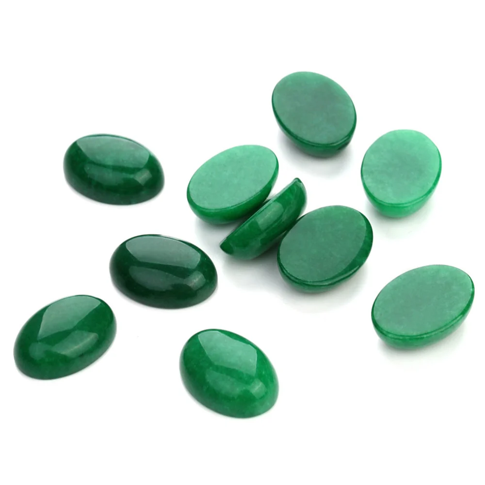 10pcs 13x18MM DIY Stone Time Sticker Oval Glass Patch Supplies for Jewelry Craft Making (Green)