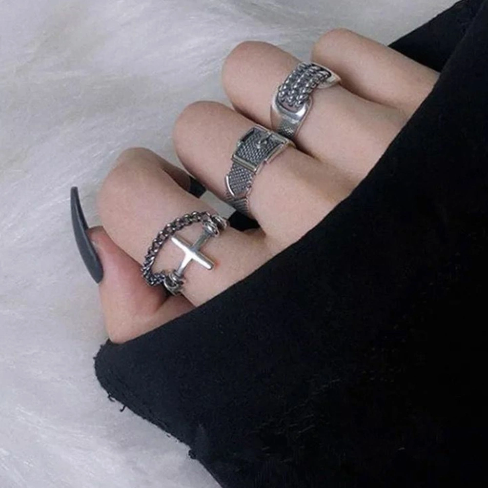 3Pcs Retro Finger Rings Decorative Rings Vintage Knuckle Rings for Male Female