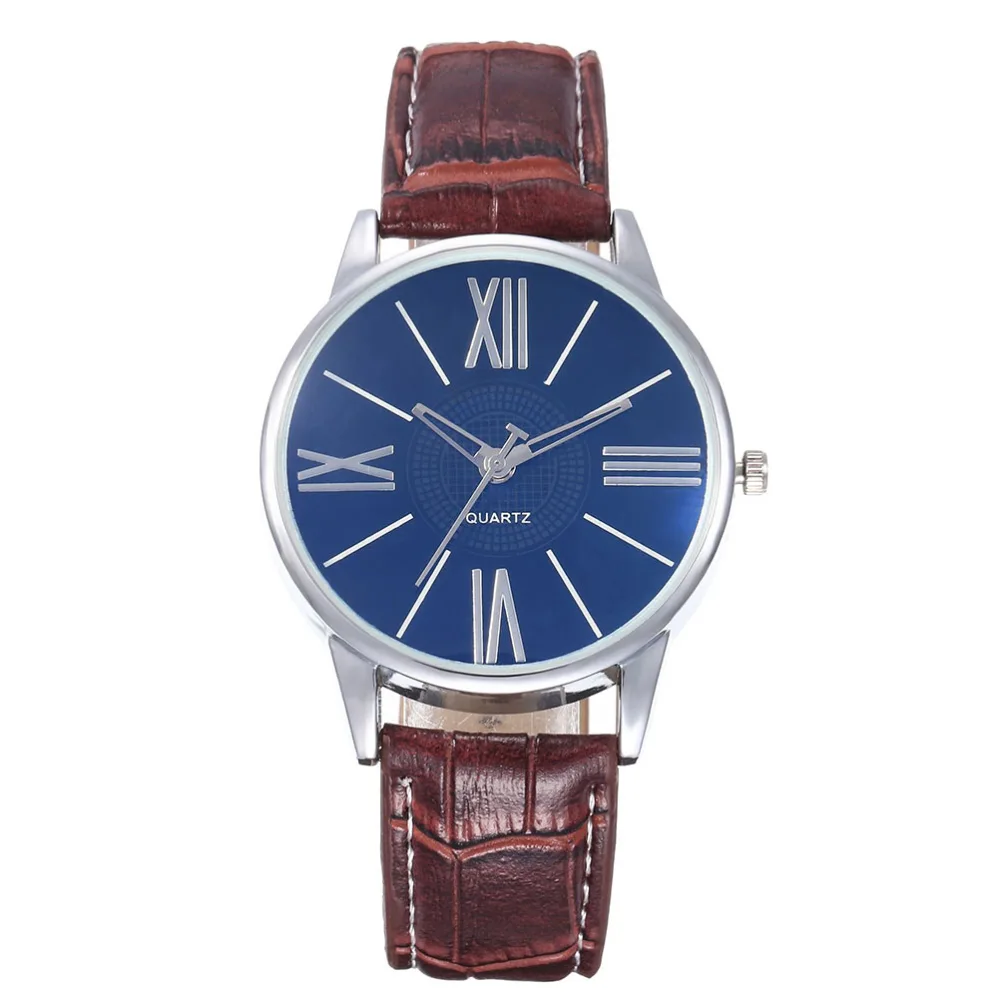 Mens Watches Luxury Leather Watch Men Casual Roman Scale Watch Digital Watch