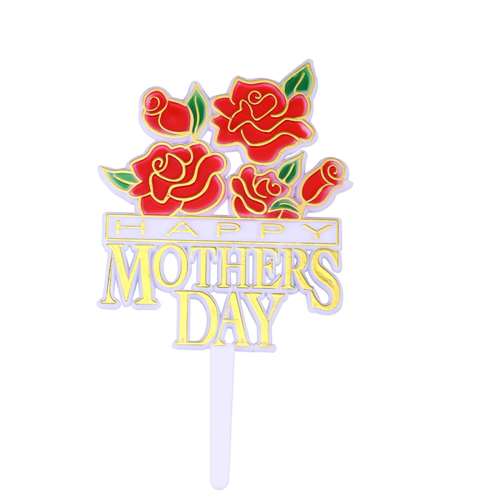 10pcs Cake Topper Decorative Party Topper Cake Flag Cake Decoration for Mothers Day (Red)