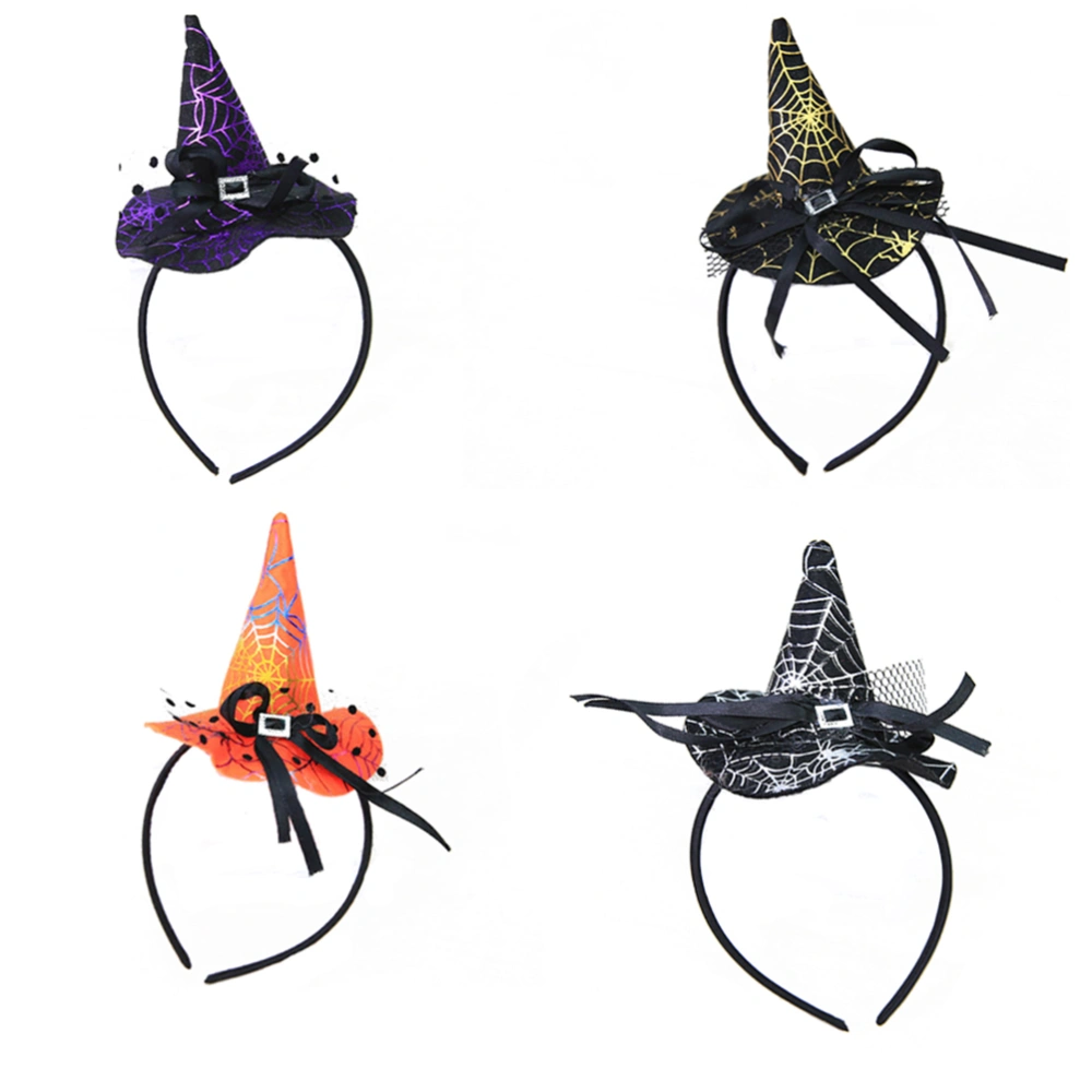 4 Pcs Children Halloween Hat Mini Pointy Kids Witch Headwear Hair Hairband Accessories Cosplay Party Props Decoration