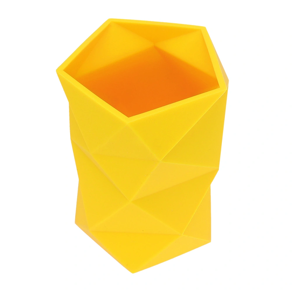 Silicone Pen Holder Creative Shape Brush Pot Pencil Container Desktop Stationery Organizer (Yellow)